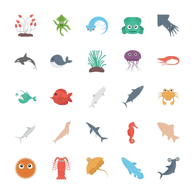 Marine life vector set