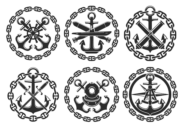 Vektor marine- und nautische heraldische ankervektorsymbole