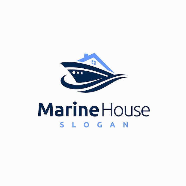 Marinehauslogo mit schiffskonzept