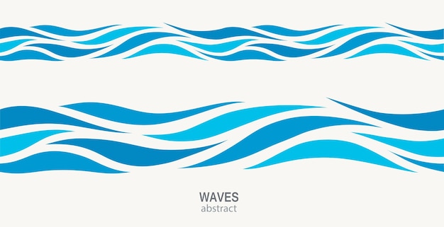 Vektor marinenahtloses muster mit stilisierten blauen wellen auf hellem hintergrund abstraktes design mit wasserwellen