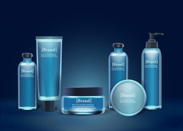 Marke Cosmetic Set aus Kunststoff und Glasflaschen.