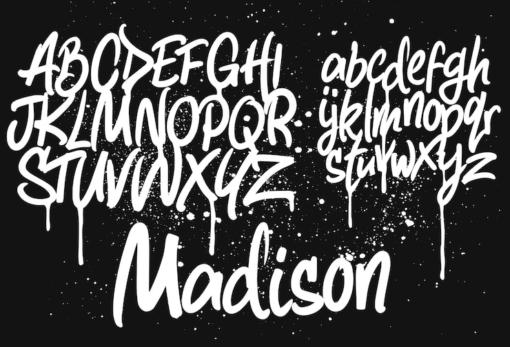Vektor marker graffiti-schriftart, handschriftliche typografieillustration