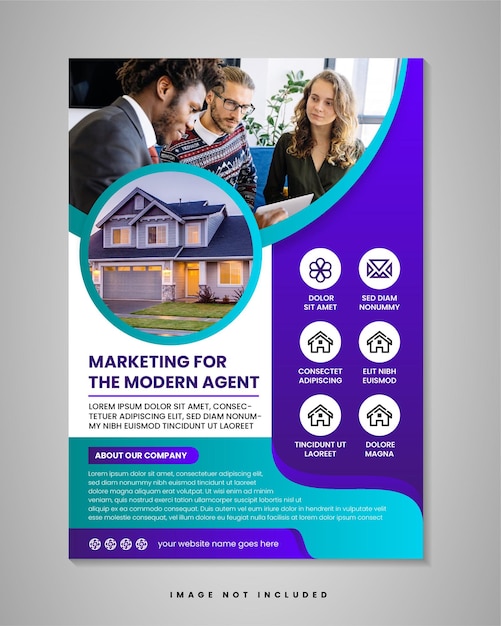 Vektor marketing-flyer für moderne agenten immobilien- oder hausverkaufsbanner vorlage vertikales layout
