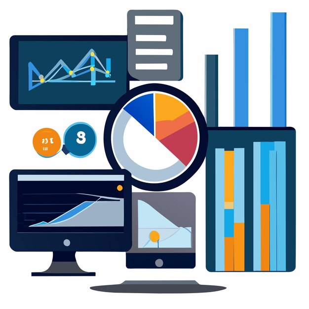 Marketing-wachstumsstatistik-vorlage oder analysierende wachstumsdiagramm oder elemente sammlung dashboard