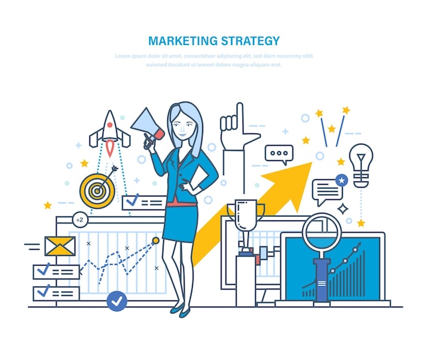 Vektor marketingstrategie strategieplanung statistische analyse projektmanagement marktforschung