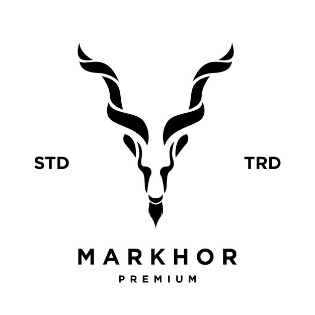 Vektor markhor-logo-design-inspiration für das tier mit dem kopf