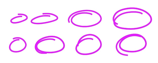 Markieren sie ovale markierungsrahmen. handgezeichneter scribble-doodle-unterstrichkreis. ovale und ellipsenlinie