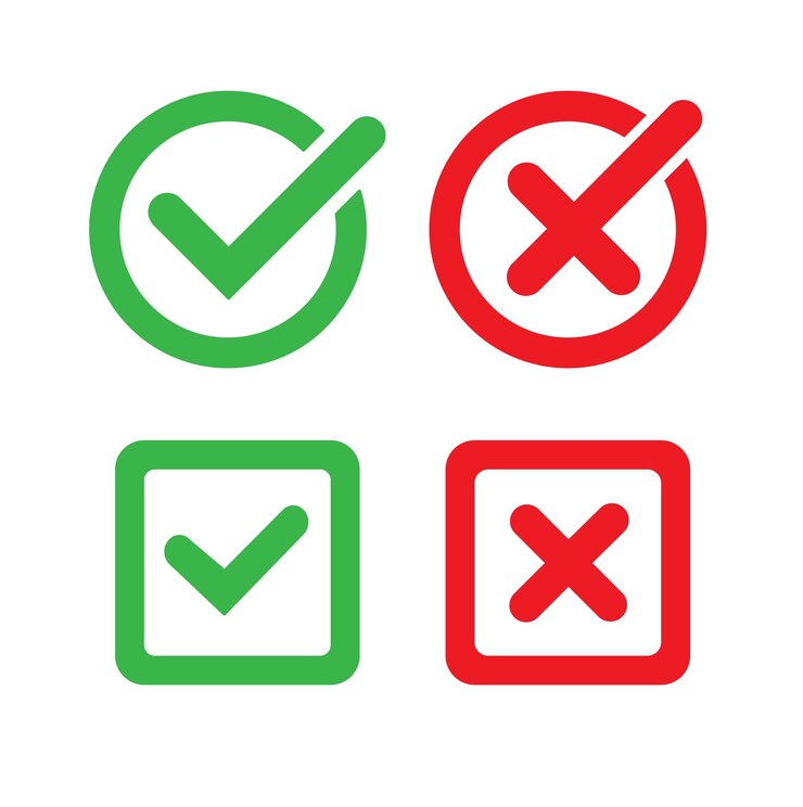Vektor markierung markierung und x-markierung ikonen markiering und x-markung ikonen für apps und websites vektor