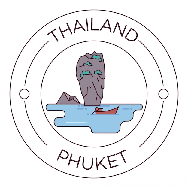 Vektor marksteine von thailand phuket flat line logo minimalist