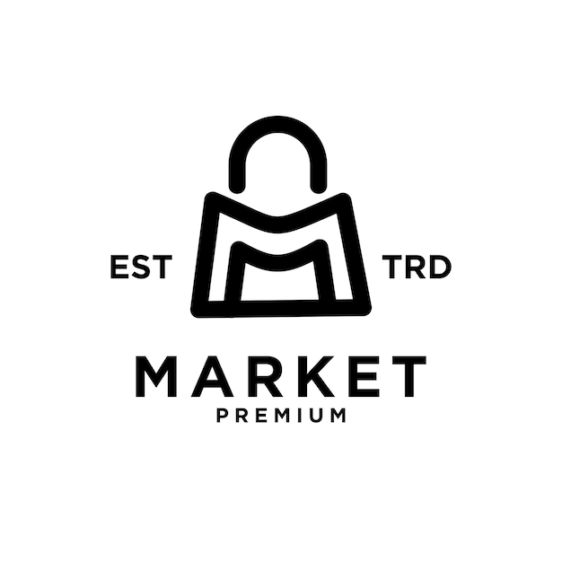 Markt-shop-tasche m-logo-icon-design