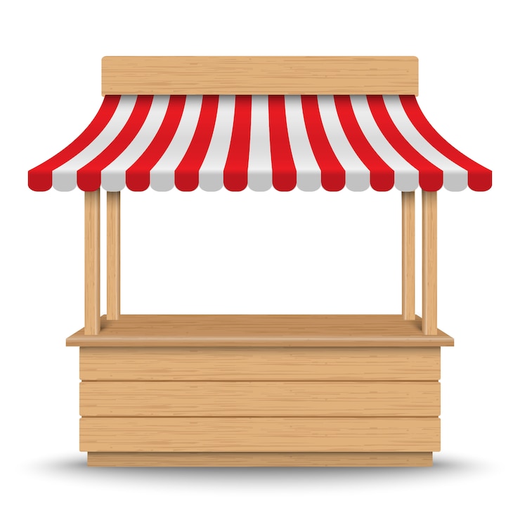 Vektor marktstand aus holz