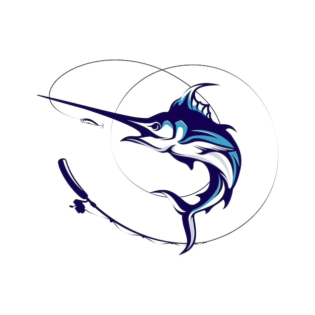 Vektor marlin-fischerei-turnier-logo-vorlage-vektor marlin-fisch-sprung-illustration logo-design-vektor