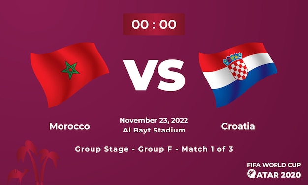 Marokko vs kroatien fußballspielvorlage fifa wm in katar 2022 Premium-Vektor
