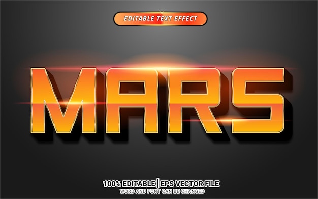 Mars futuristischer orangefarbener 3D-Texteffekt-Vorlagendesignvektor