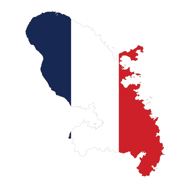 Martinique, französische region, vektorgrafik-flagge und kartenlogo-designkonzept detailliert