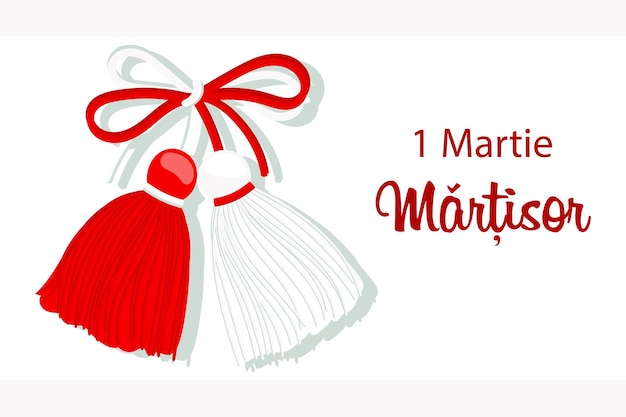 Vektor martisor, rot-weißes feiertagssymbol des frühlings, bulgarischer, moldauischer und rumänischer feiertag