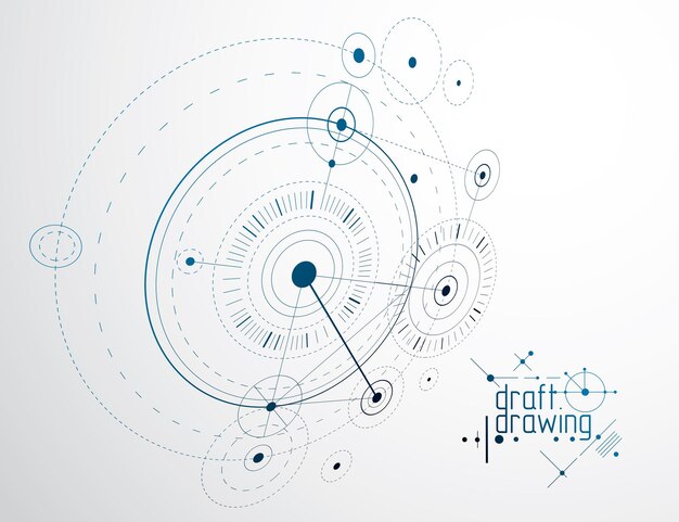 Maschinenbautechnik Vektor abstrakter Hintergrund, kybernetische Abstraktion mit innovativen industriellen Schemata.