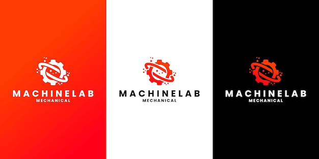 Maschinenlabor-logo-design für werkstatt, mechaniker, labor