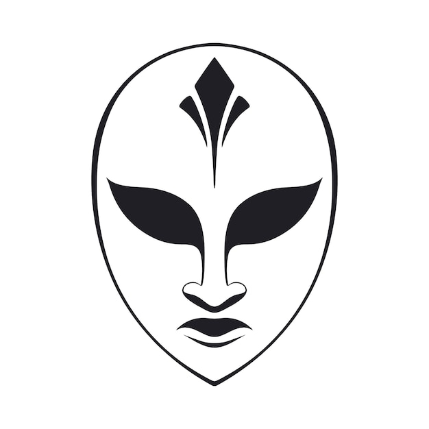 Maske für Gesichtscharakter-Logo Silhouette-Maske auf weißem Hintergrund