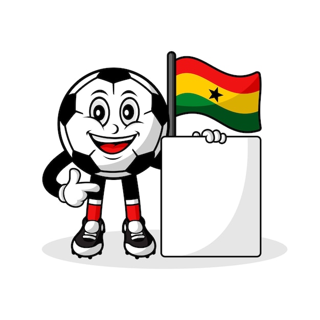 Maskottchen-cartoon-fußball-ghana-flagge mit banner