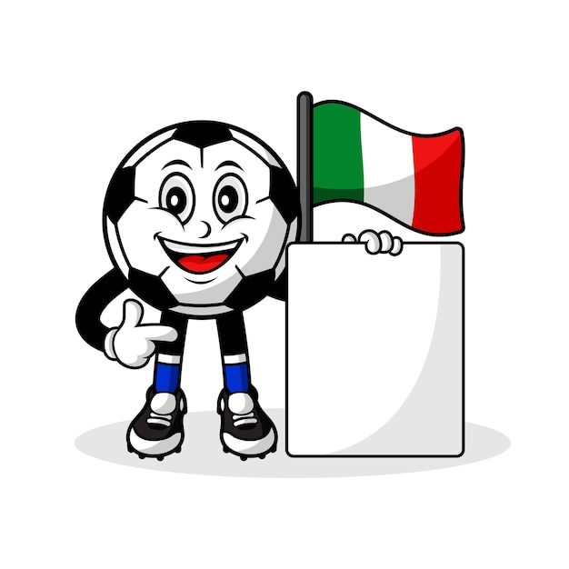 Maskottchen Cartoon Fußball Italien Flagge mit Banner