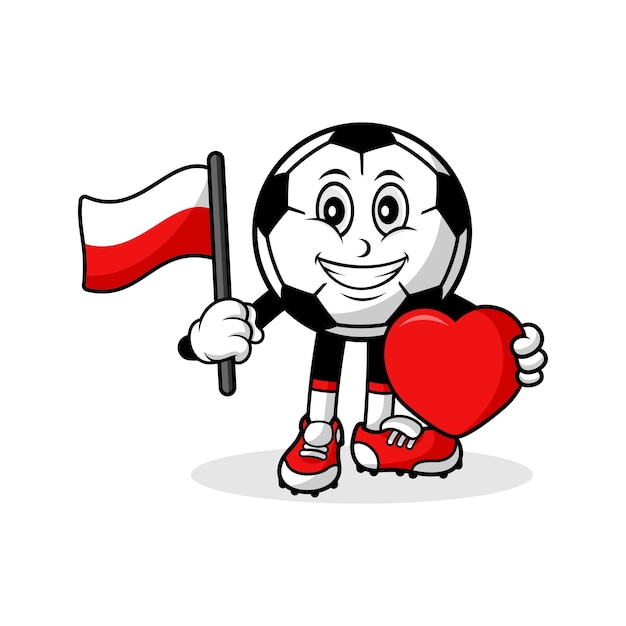 Maskottchen cartoon fußball liebe polen flagge design illustration