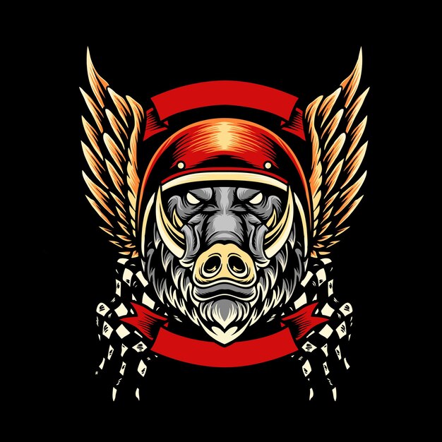 Maskottchen des wildschwein-motorradclubs