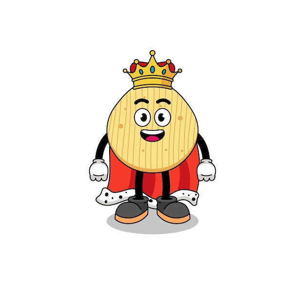 Vektor maskottchen-illustration des charakterdesigns des kartoffelchip-königs