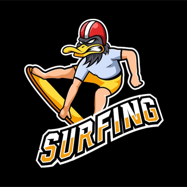 Vektor maskottchen-logo für surfsport und esport-gaming