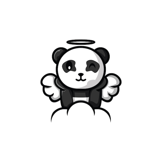 Maskottchen Panda Charakter Illustration Cartoon Vektor Ein Panda ist ein Engel