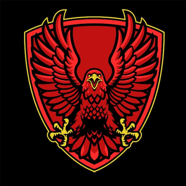 Maskottchenlogo des roten Adlers auf dem Schild
