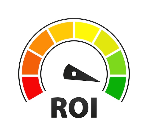 Vektor maßstab, der die unterschiedlichen renditen der investition in farbenfrohen segmenten anzeigt