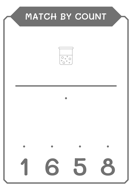 Match by count of chemieflaschenspiel für kinder vektorillustration druckbares arbeitsblatt