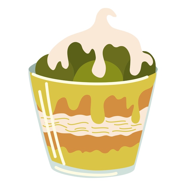 Matcha-dessert japanische matcha-rolle asiatisches essen perfekt für restaurant-cafés und print-menüs vektorhandzeichnung cartoon-illustration