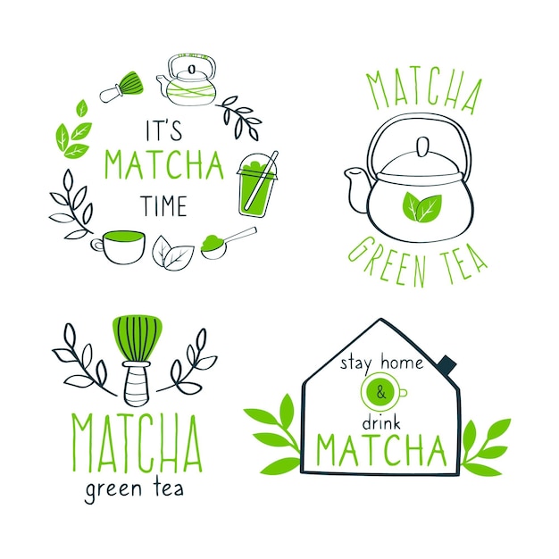 Matcha tee abzeichen gesetzt