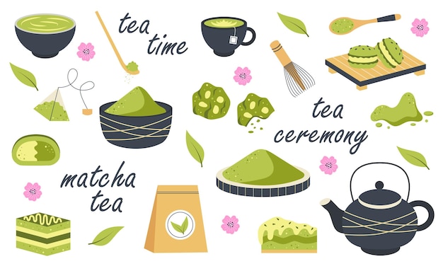 Matcha-Tee Matcha-Grüntee-Set Kekse Grünes Pulver Trinken von Blättern