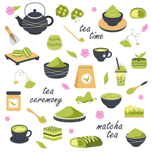 Matcha-Tee Natürlicher grüner Tee Matcha-grüner Tee-Set Kekse grünes Pulver Trinkblätter