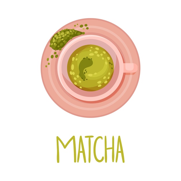 Vektor matcha-tee-vektor-illustration von oben