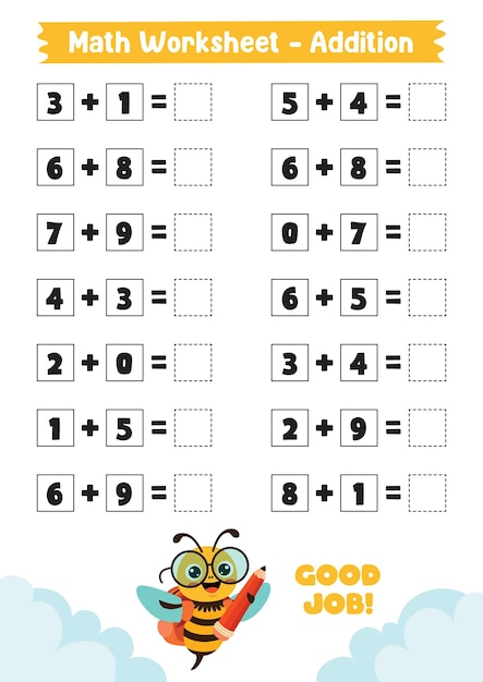 Mathe-Arbeitsblatt-Design für Kinder