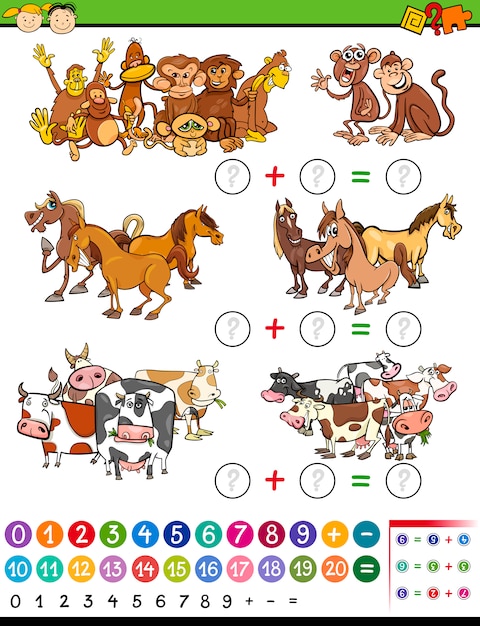 Mathe spiel cartoon illustration