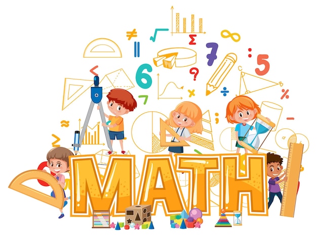 Mathe-symbol mit kindern und mathe-tools