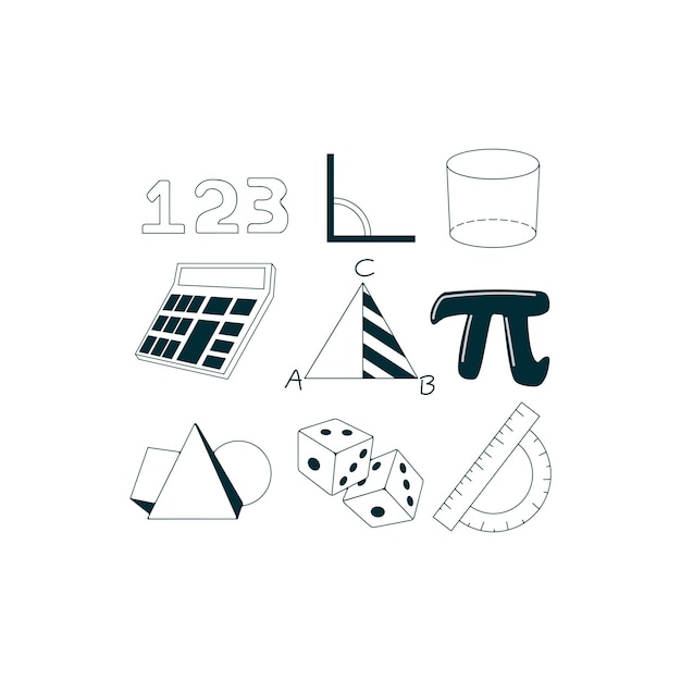 Mathematische Symbole und Objekte Linienkunst