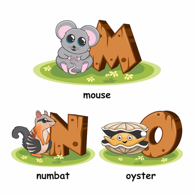 Maus numbat austernholz tiere alphabet