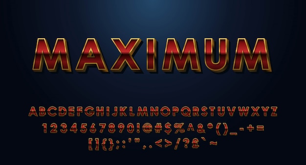 Maximales 3d-alphabet mit zahlen und symbolen