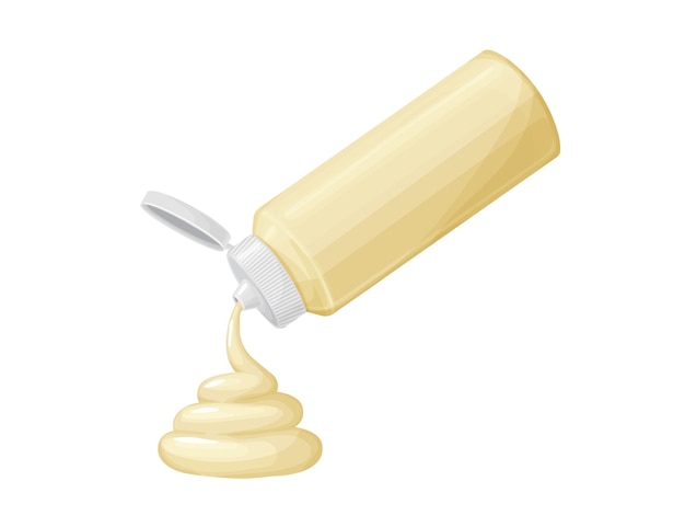 Mayonnaise-Sauce in Flasche mit SwirlCartoon-Illustration