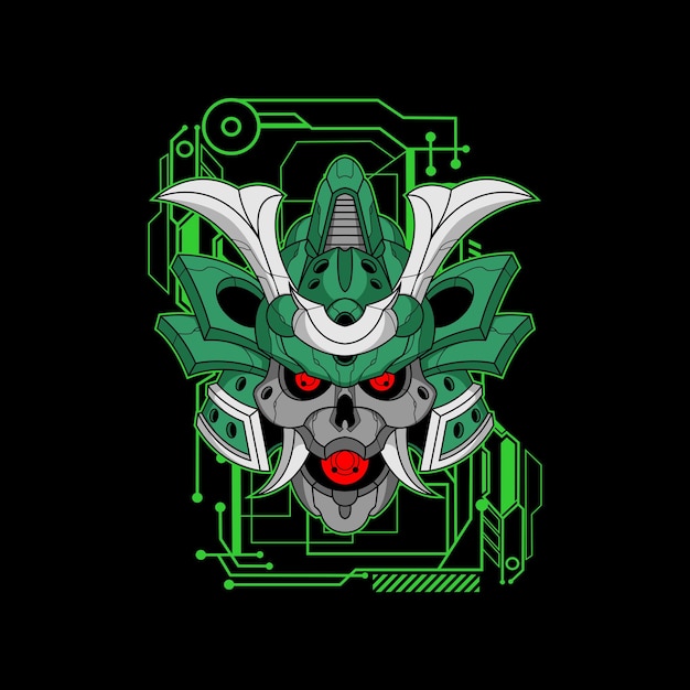 Mecha grüner samurai helm