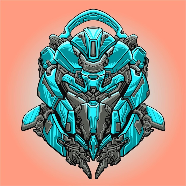 Mecha-Helmkopf-Charakterdesign