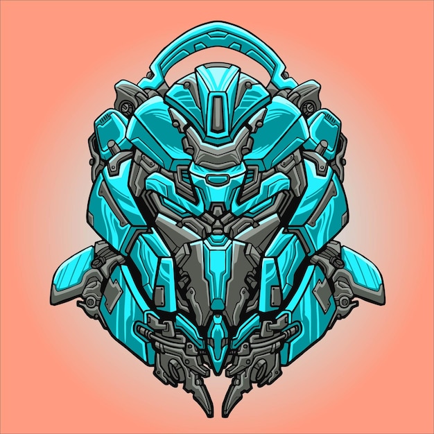 Vektor mecha-helmkopf-charakterdesign