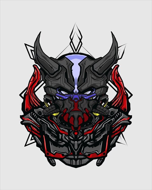 Mecha-Schädel-Charakter-T-Shirt-Illustration