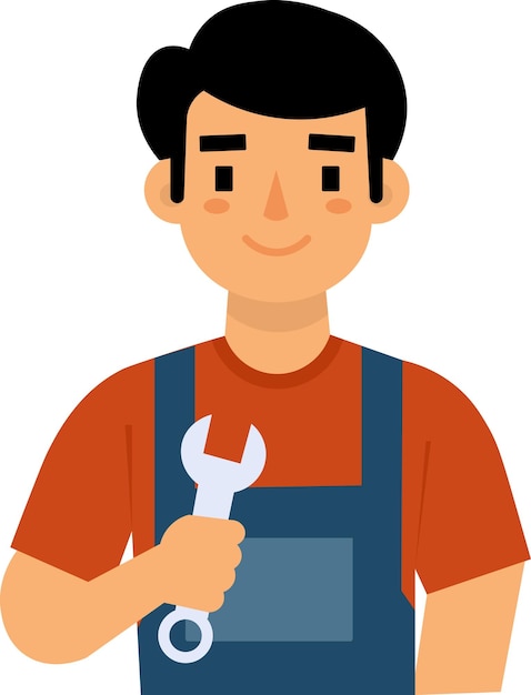Mechaniker mit Schraubenschlüssel in der Hand Berufe Thema Clipart Illustration
